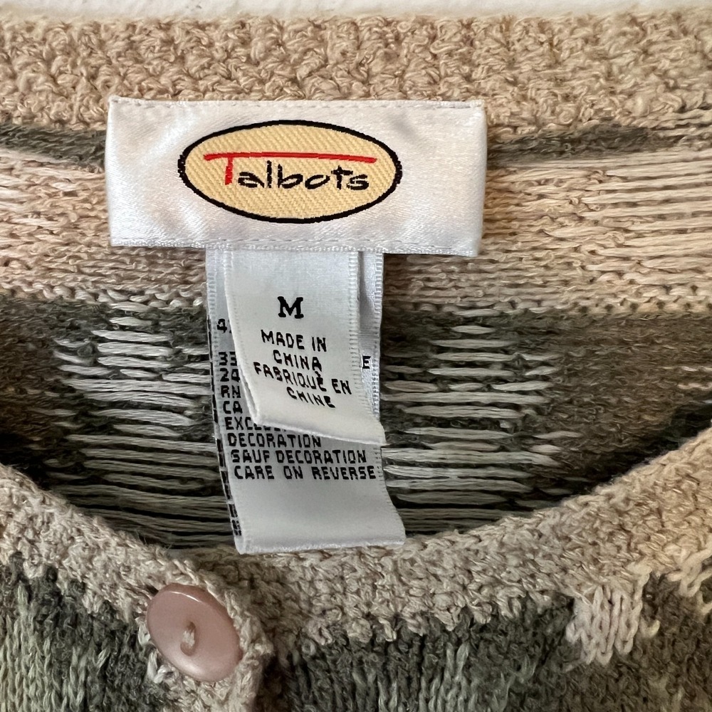 Talbots Vtg Cardigan Sweater Chevron Pattern Multicolor Sz M Part Linen - Picture 4 of 9